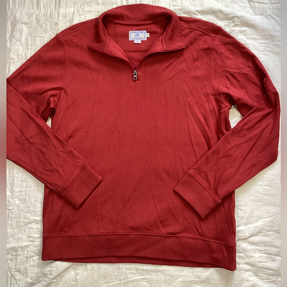 Mens Southern Tide The‎ Skipjack 1/4 Zip Deep Red Pullover Sweatshirt Large